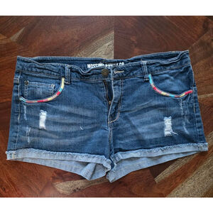 Women's Mossimo Supply Co Blue Distressed Jean Shorts Juniors 17 Multicolor Trim
